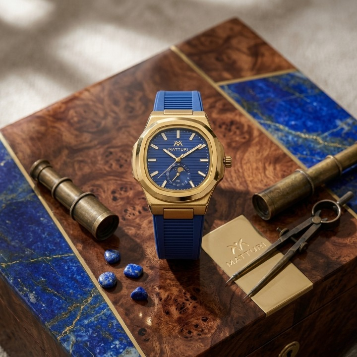 Matturi Fashion Luxury Sports Wristwatch Gold Plated Case Silicone Rubber Strap Non Waterproof Without Box