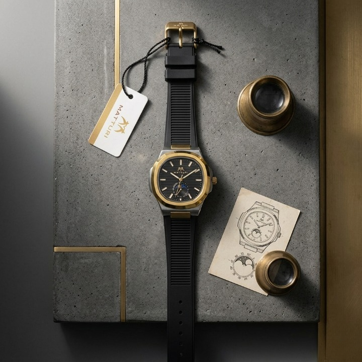 Matturi Fashion Luxury Sports Wristwatch Gold Plated Case Silicone Rubber Strap Non Waterproof Without Box